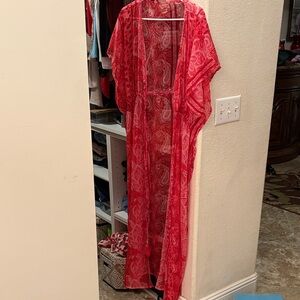 Fashion Nova Red Paisley Kimono Swim Coverup